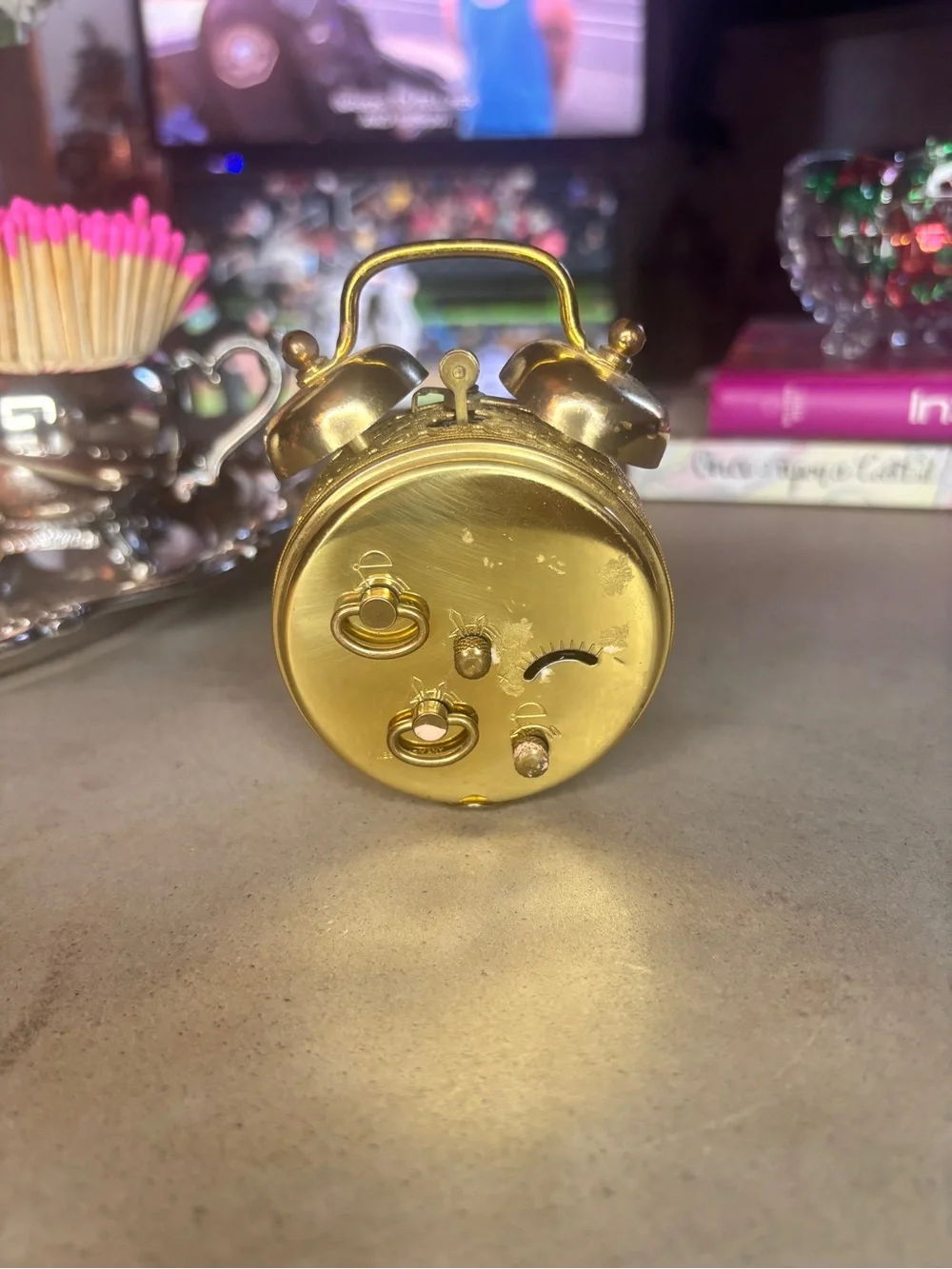 Antique-Style Gold Twin Bell Table Clock